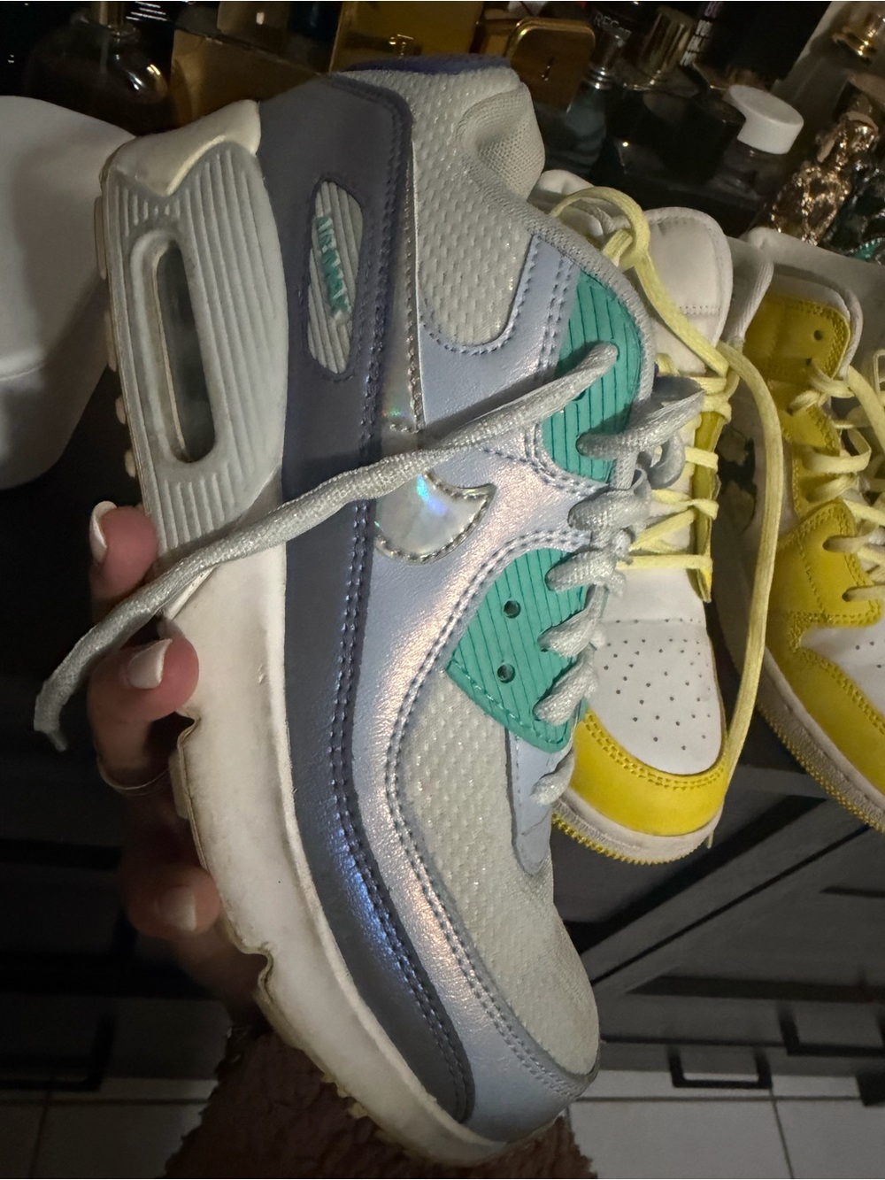 Jordan Kids Silver Iridescent & Teal Sneakers